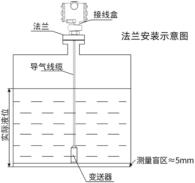 防腐投入式液位計法蘭安裝示意圖